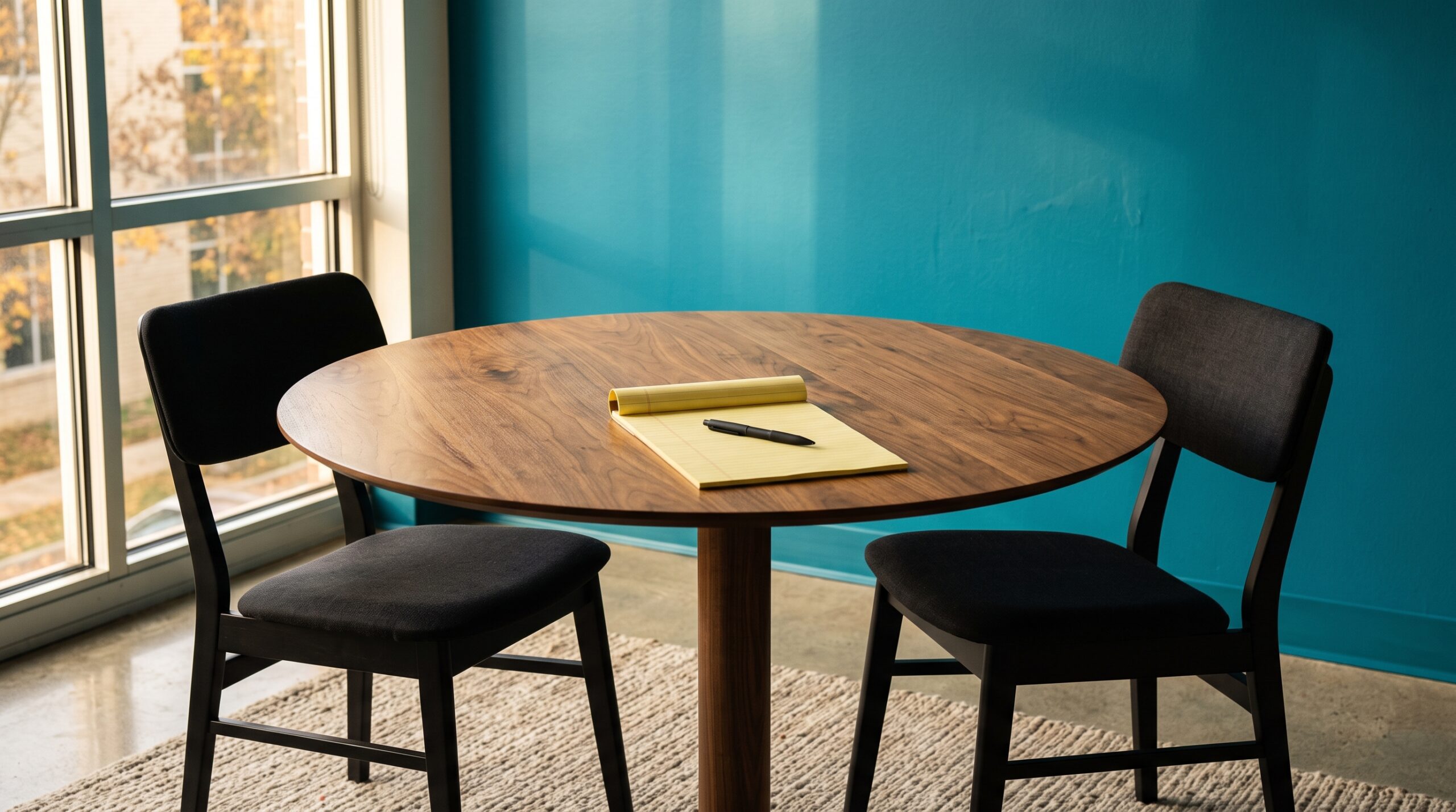 A mediation session is built around one shared table, not two sets of lawyers in separate rooms, which is a large part of why it usually costs less.